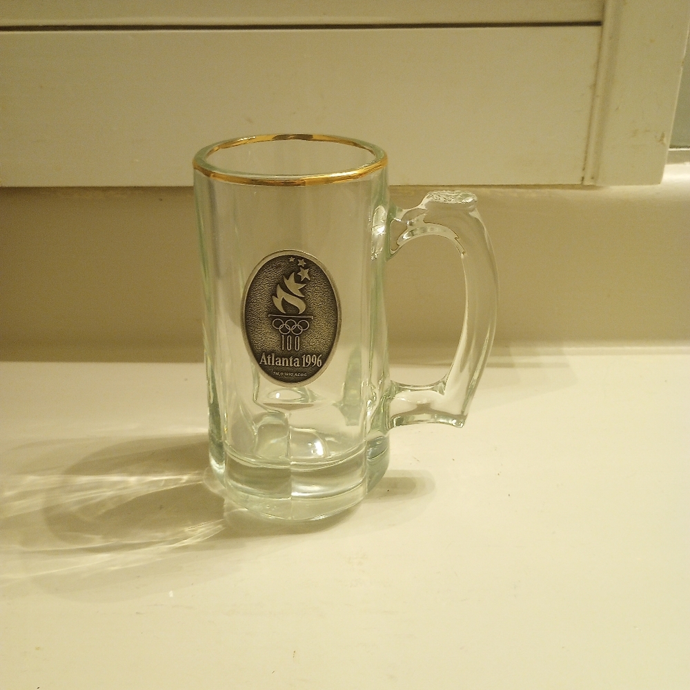 USA Atlanta Olympics 1996 commemorative vintage heavy glass mug